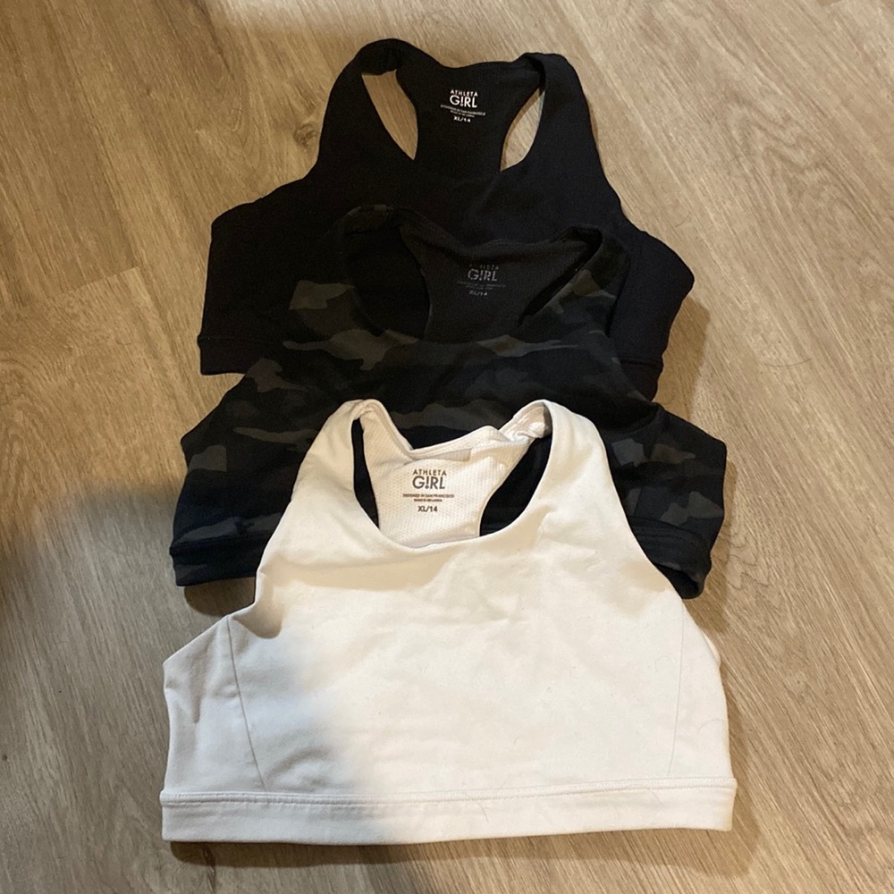 3 Athleta Girl sports bras, size XL/14